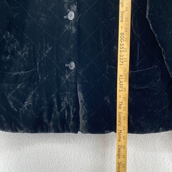 SIMONE CHIN CHIN Jacket M Velvet Silk Quilted Reversible Button Front Black Blue - Picture 10 of 16